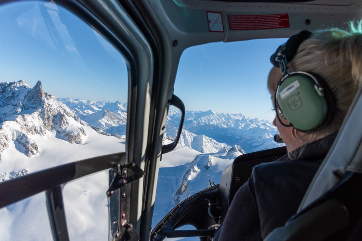 Taking a helicopter flight in Chamonix