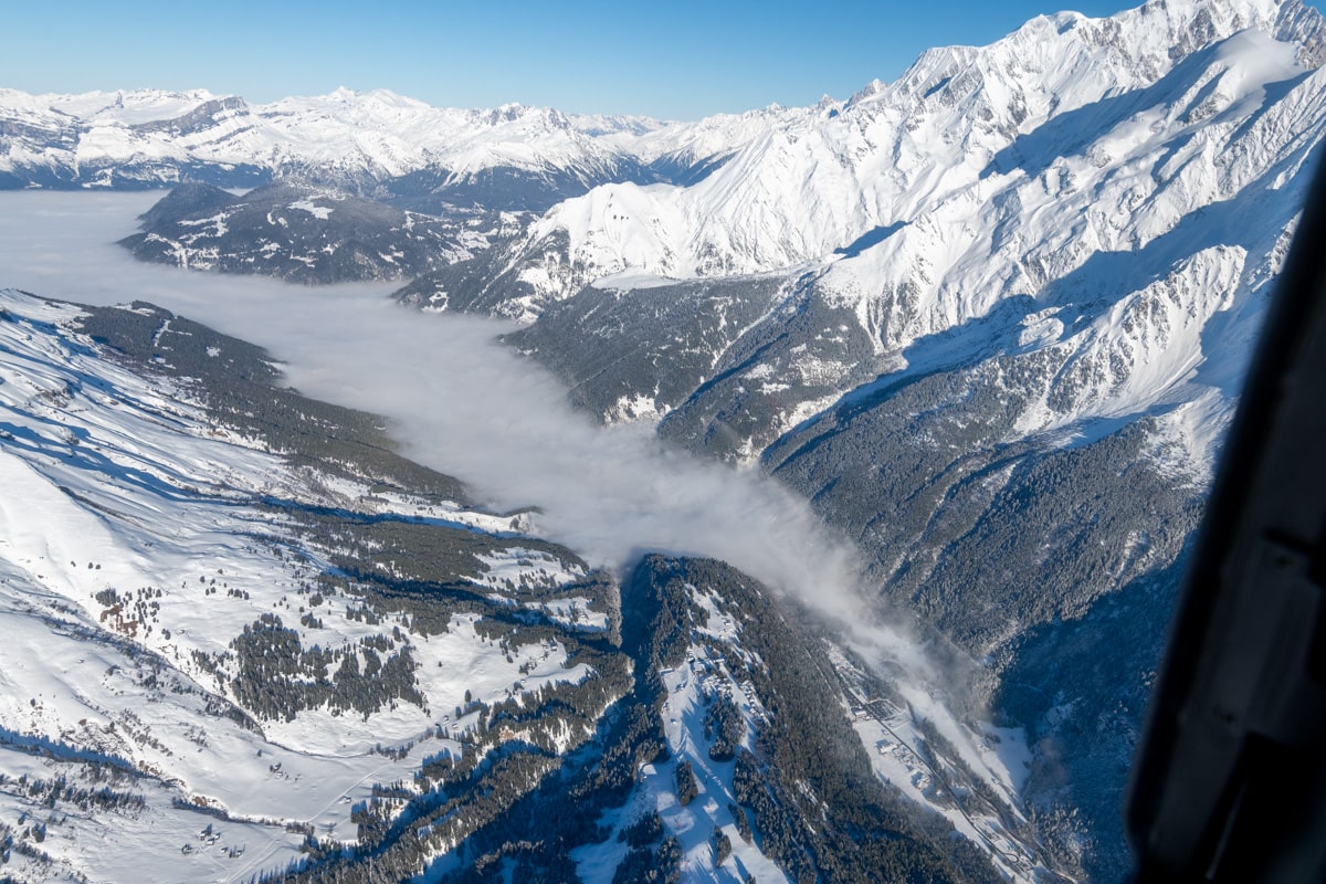 Panoramic view, Helicopter flight in Chamonix