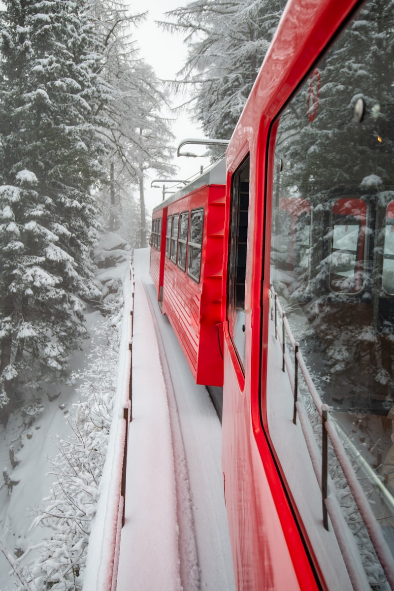 Hoping on the Montenvers train to the Mer de Glace