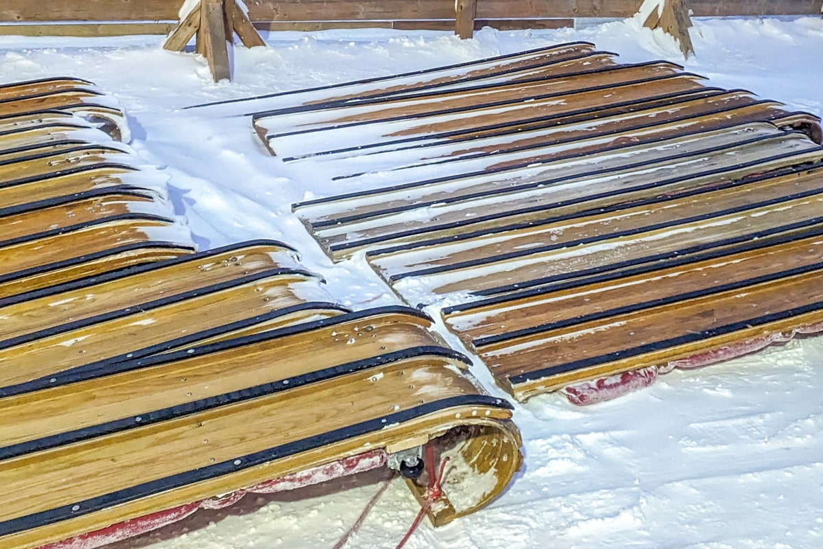 Going down the slopes on a sledge in Megève